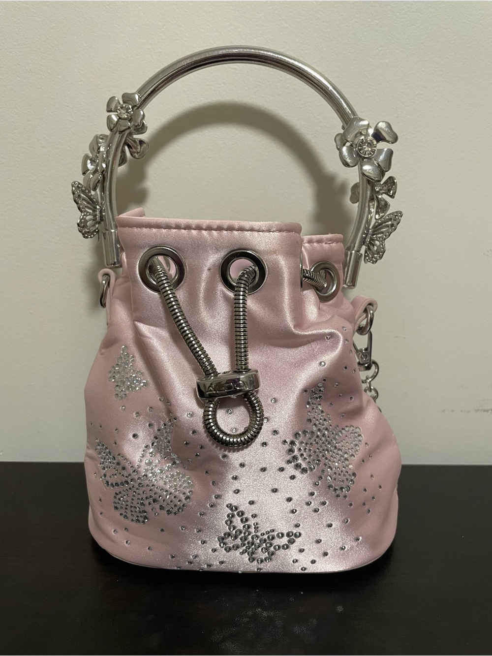Aldo Wicked Collection Mini Drawstring Bag with Crystal Butterfly Accents